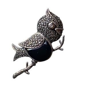 Sterling Silver Marcasite Whimsical Bird Brooch